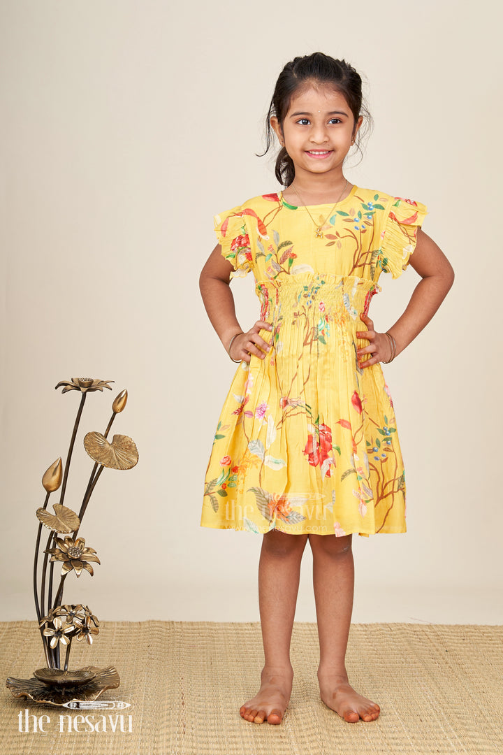 Tropical Print Summer Dress For Toddler Girls