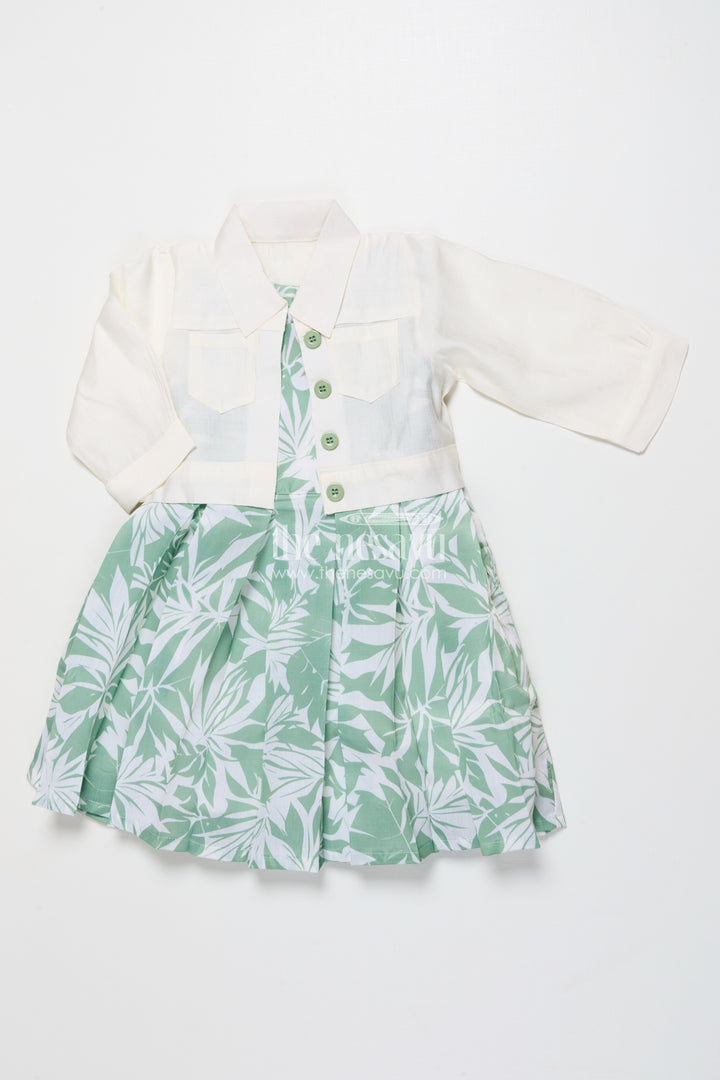 Girls Cotton Frock with Printed Jacket for Everyday Comfort