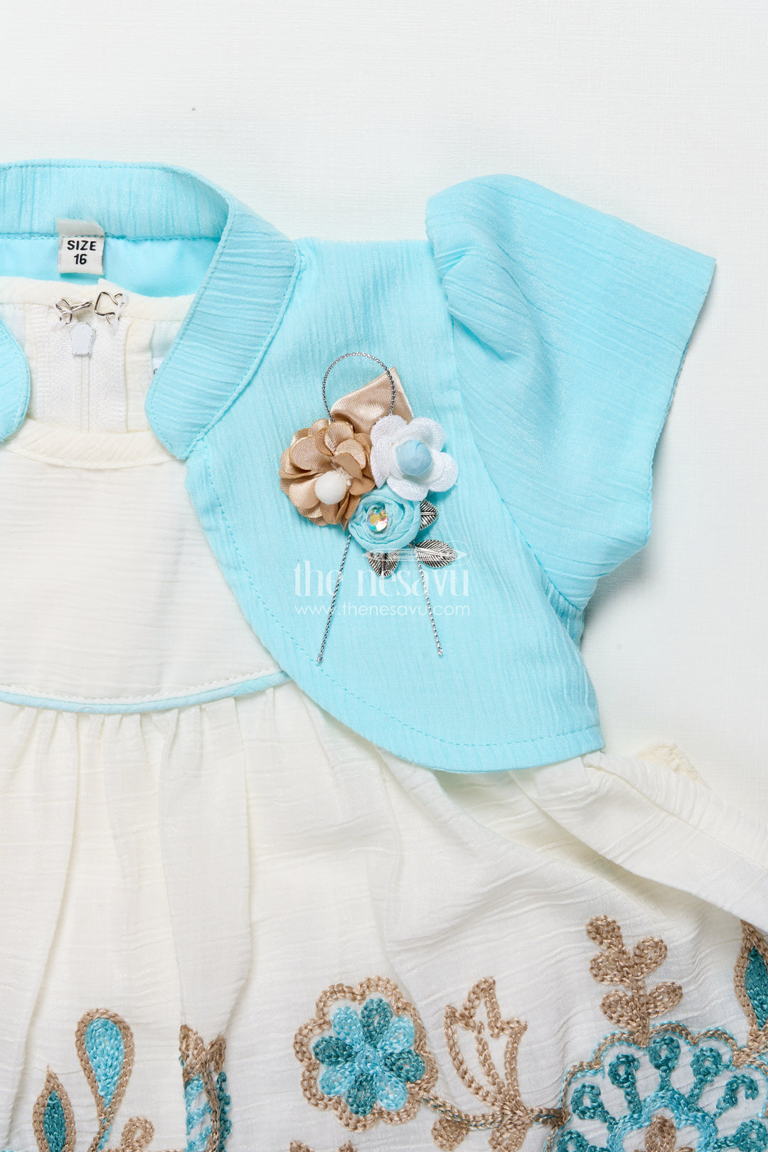 Baby girl embroidered frock with jacket for festive occasions