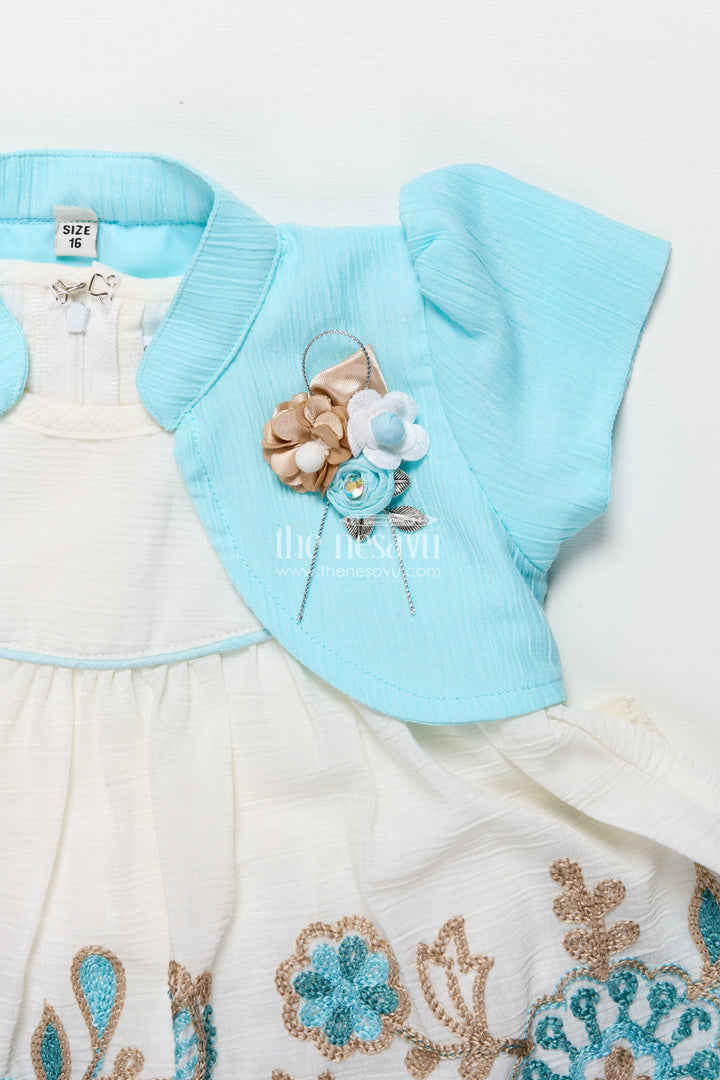 Baby girl embroidered frock with jacket for festive occasions
