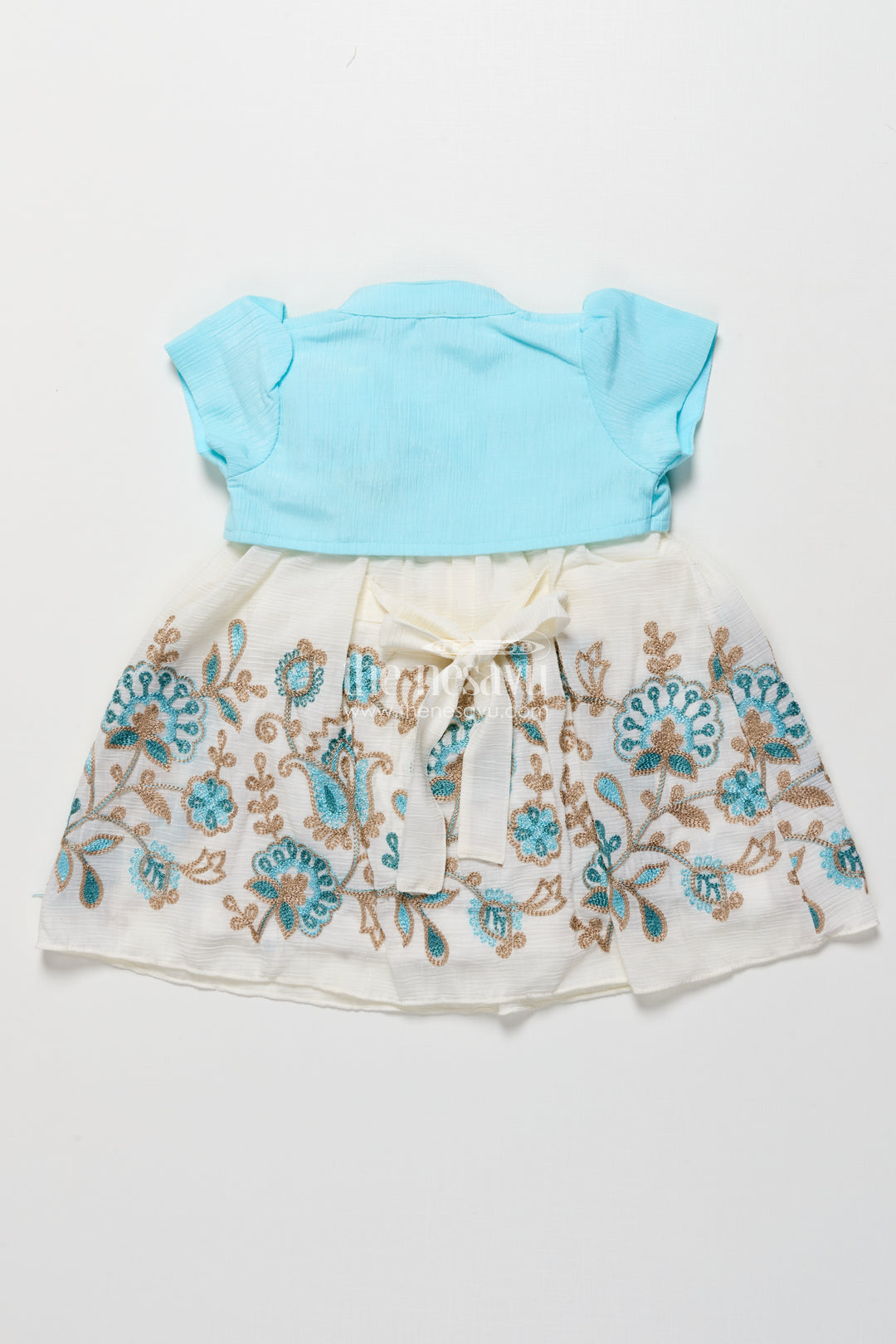 Baby girl embroidered frock with jacket for festive occasions