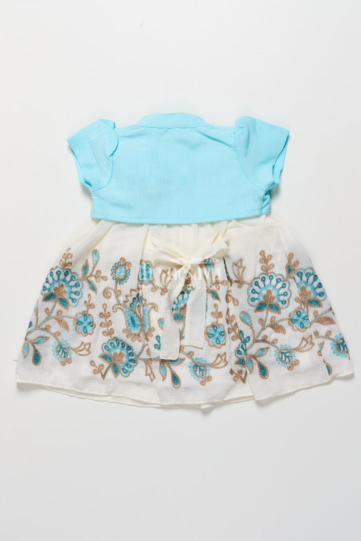 Baby girl embroidered frock with jacket for festive occasions