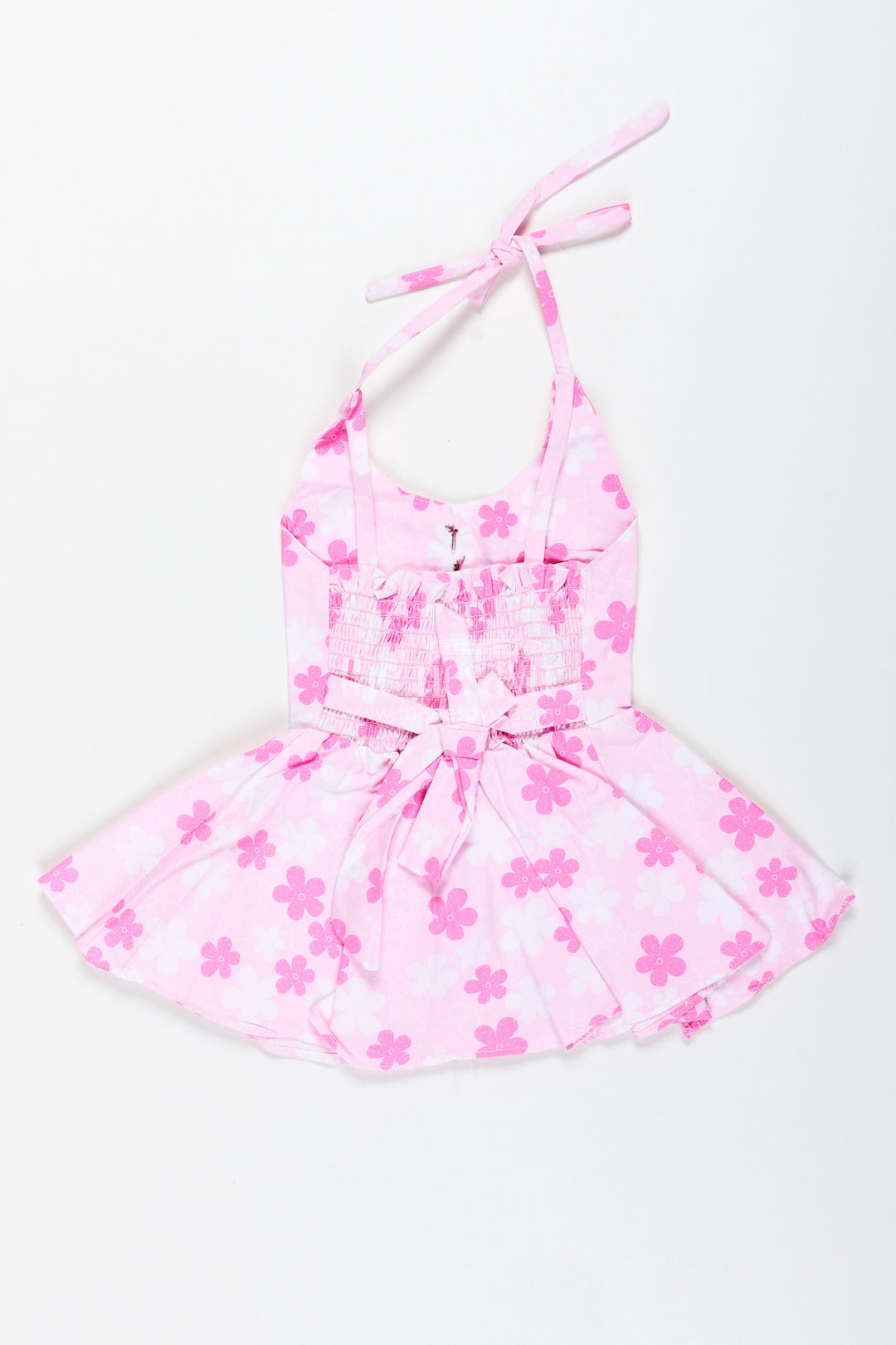 Girls Pink Floral Frock With Bow Detail For Everyday Twirls