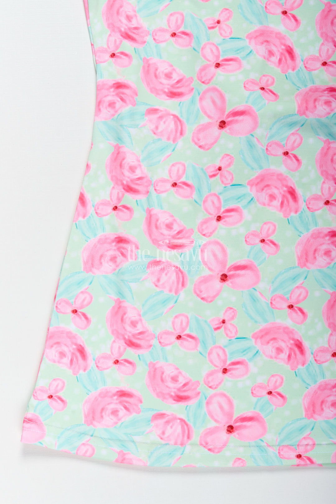 Girls Sleeveless Cotton Frock With Pink Floral Print For Casual Summer Wear