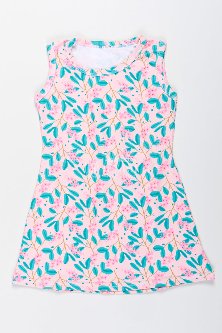 Girls Sleeveless Cotton Frock With Floral Print For Summer Outings