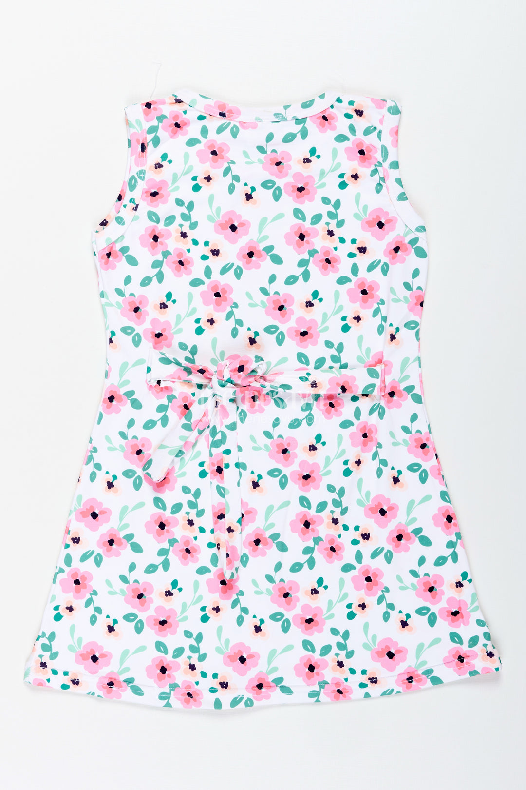 Girls Floral Frock With Pink Blossoms For Casual Summer Wear