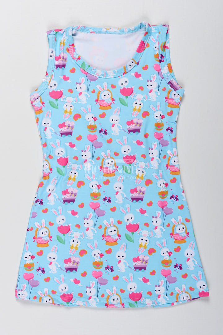 Girls Bunny Print Cotton Frock For Playdates And Casual Outings