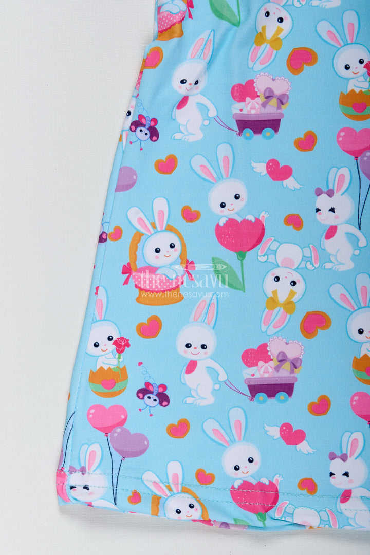 Girls Bunny Print Cotton Frock For Playdates And Casual Outings
