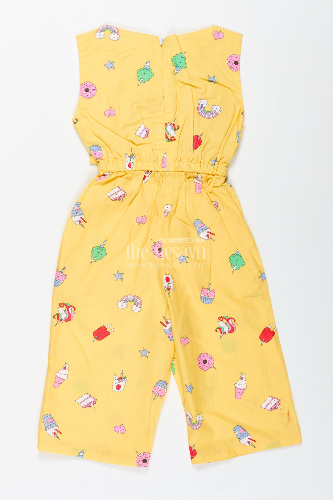 Girls Candy-Themed Jumpsuit With Fun Print And Headband
