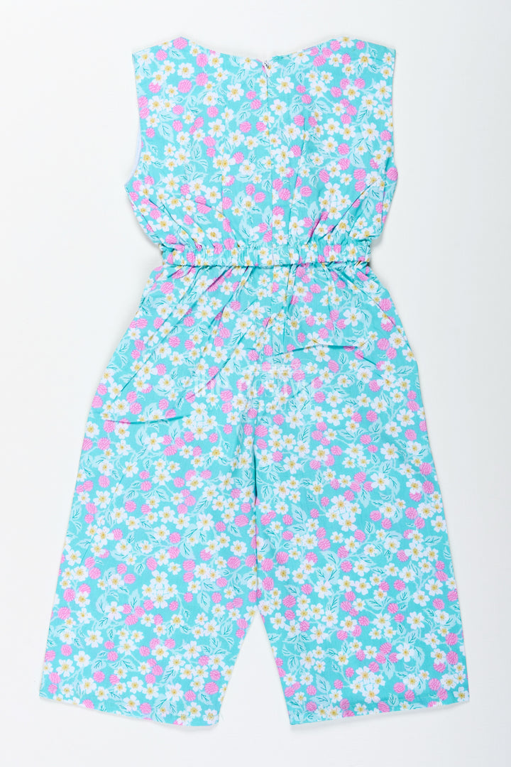 Girls Floral Cotton Jumpsuit For Casual Outings And Vacation Days