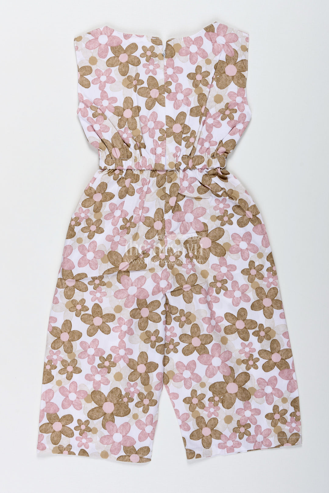 Girls Sleeveless Jumpsuit With Floral Print For Everyday Wear And Travel