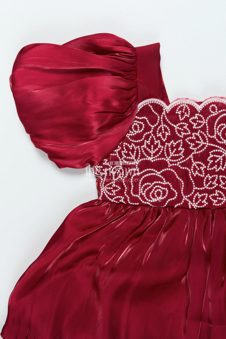 Fancy Frock for Baby Girls with Embroidery and Puff Sleeves