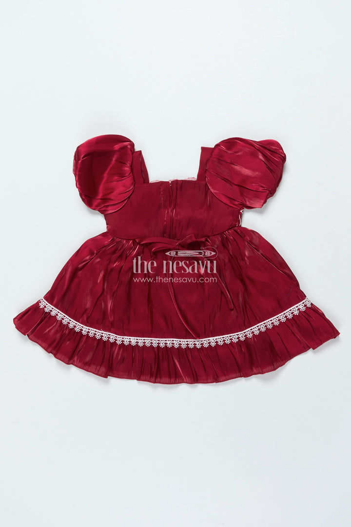 Fancy Frock for Baby Girls with Embroidery and Puff Sleeves