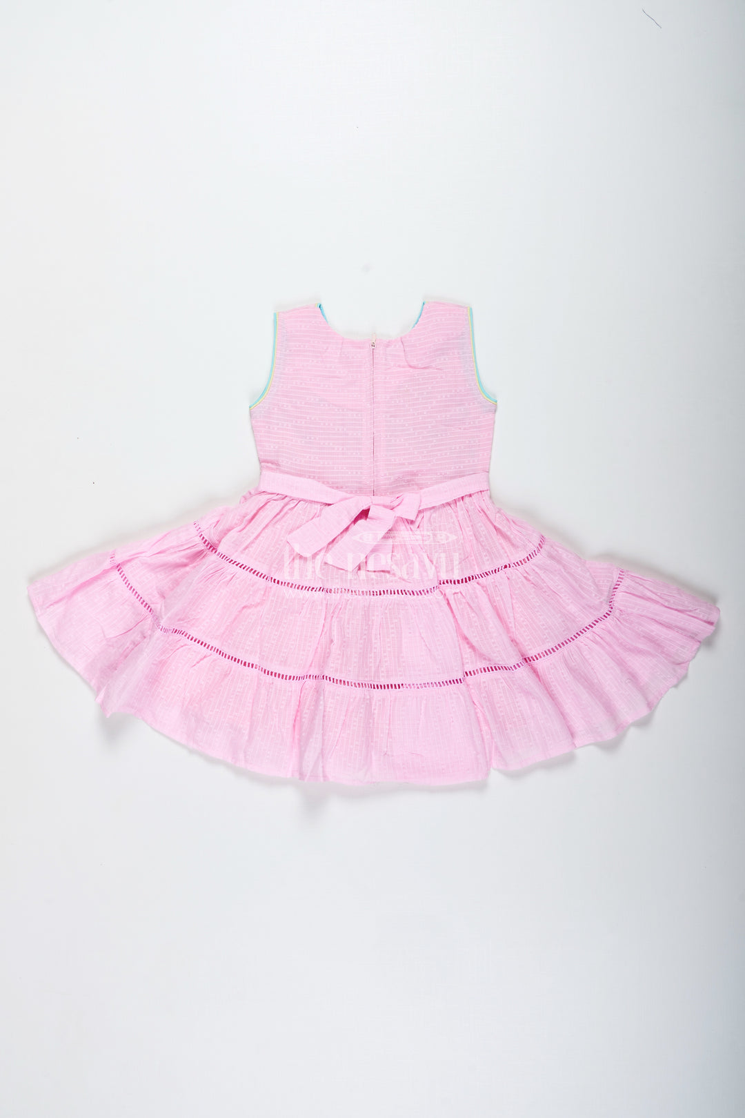 Pink Cotton Frock With Embroidery For Toddler Girls