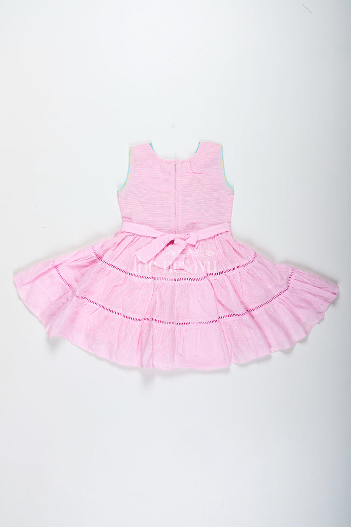 Pink Cotton Frock With Embroidery For Toddler Girls