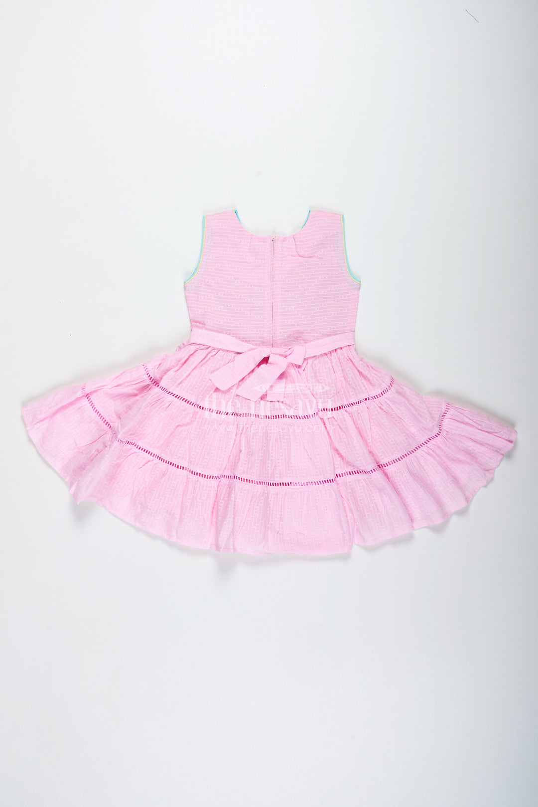 Pink Cotton Frock With Embroidery For Toddler Girls
