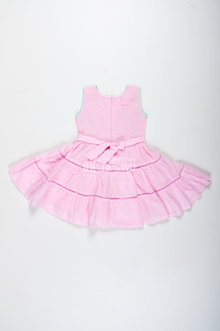 Pink Cotton Frock With Embroidery For Toddler Girls