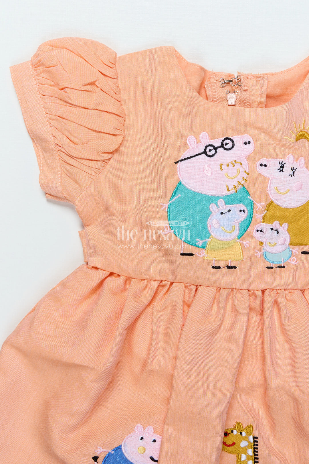 Baby Cotton Frock with Cartoon Embroidery for Playdates and Casual Outings