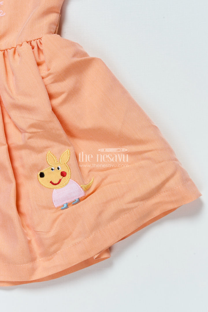 Baby Cotton Frock with Cartoon Embroidery for Playdates and Casual Outings