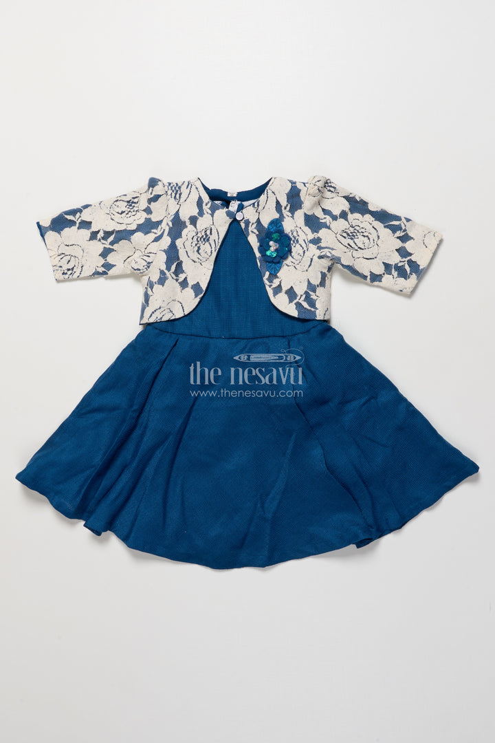 Girls cotton frock with embroidered jacket for festive outings and events