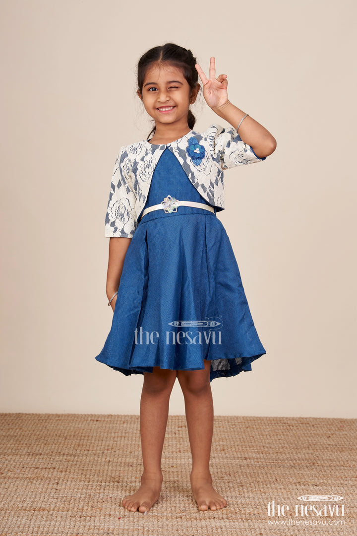 Girls Cotton Frock with Embroidered Jacket for Festive Outings and Events