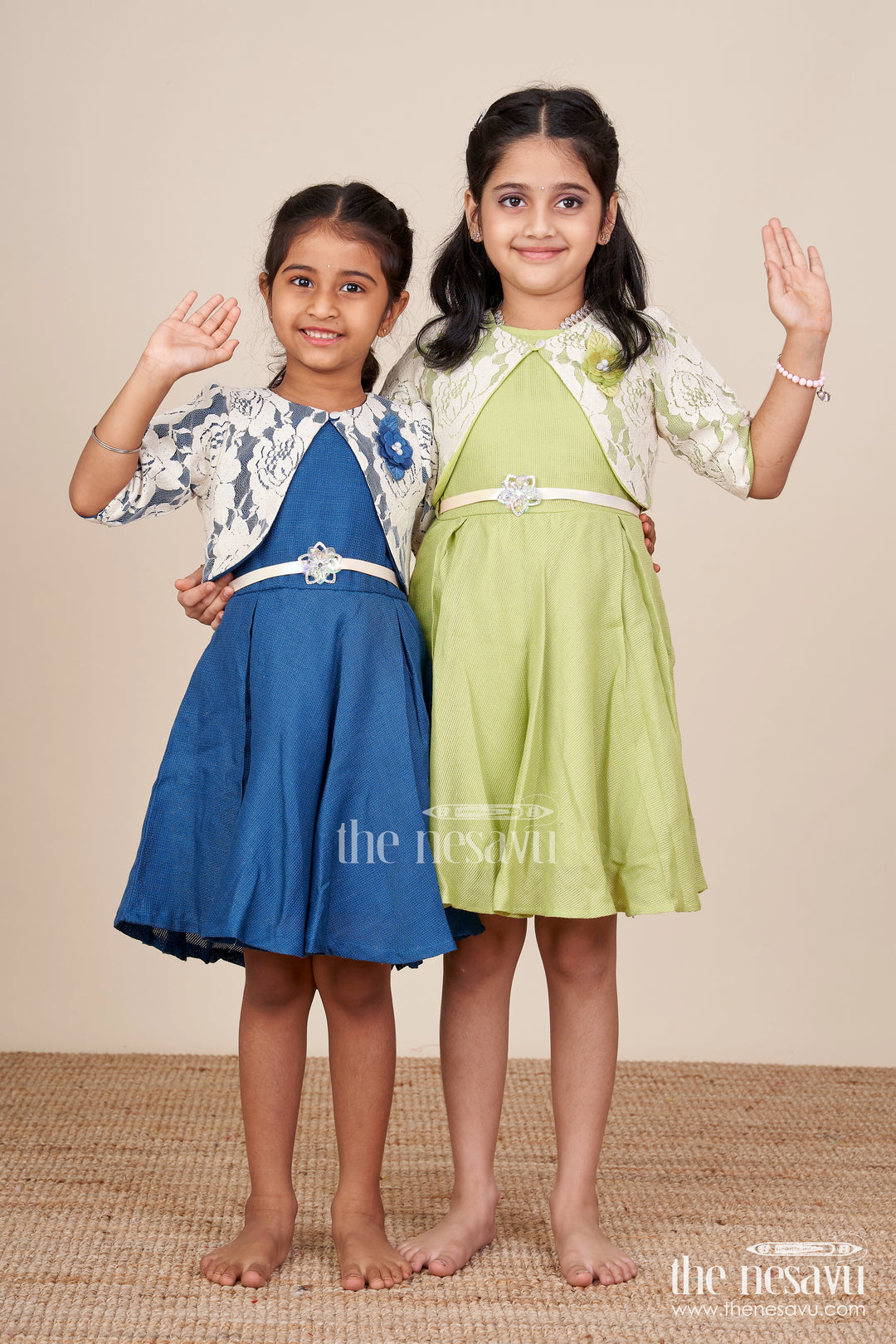 Girls Cotton Frock with Embroidered Jacket for Festive Outings and Events
