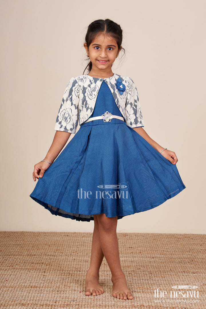 Girls Cotton Frock with Embroidered Jacket for Festive Outings and Events