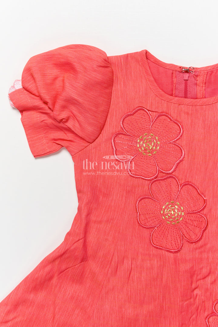Cotton Frock with Floral Embroidery for Girls Casual and Festive Wear