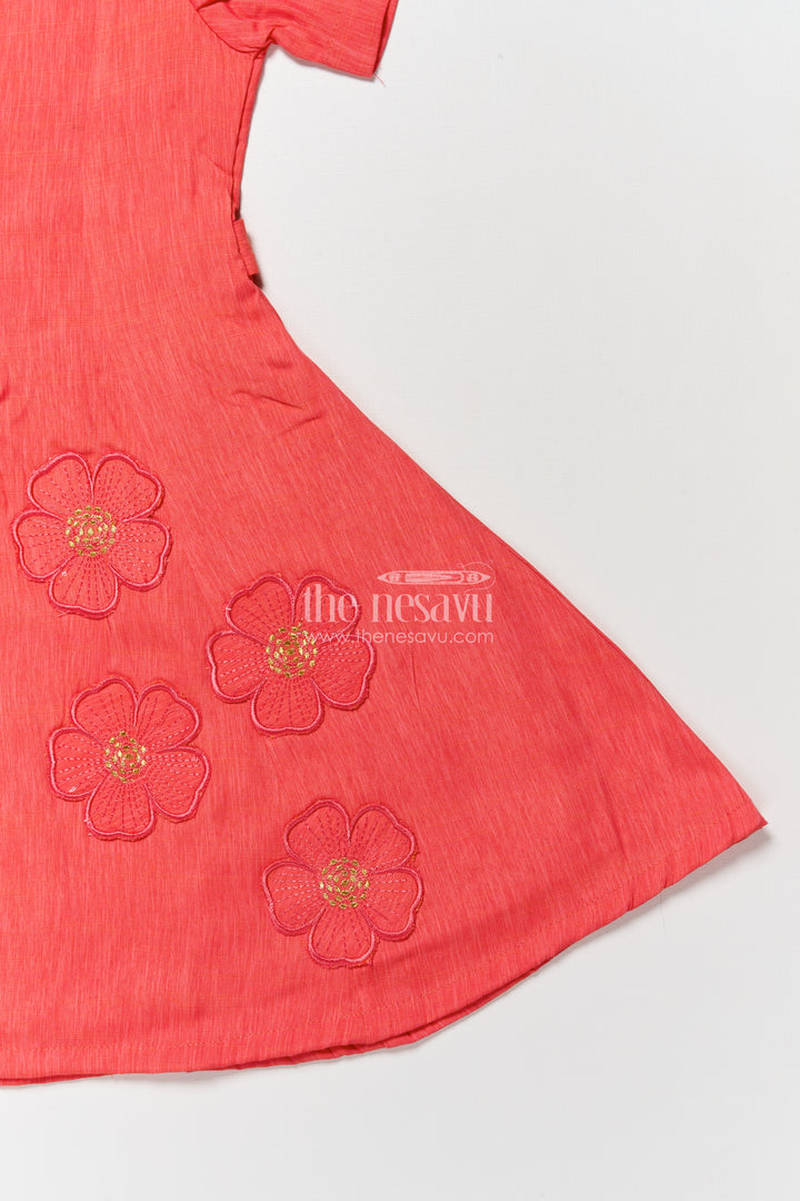 Cotton Frock with Floral Embroidery for Girls Casual and Festive Wear