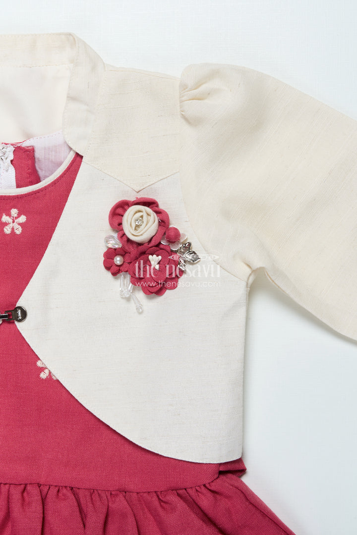 Girls Cotton Frock with Embroidered Jacket for Festive and Casual Occasions