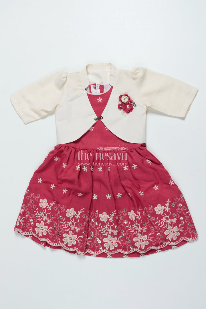 Girls Cotton Frock with Embroidered Jacket for Festive and Casual Occasions