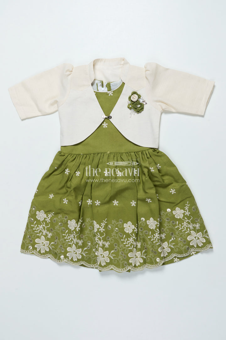 Cotton Frock with Embroidered Jacket for Girls for Festive and Family Functions