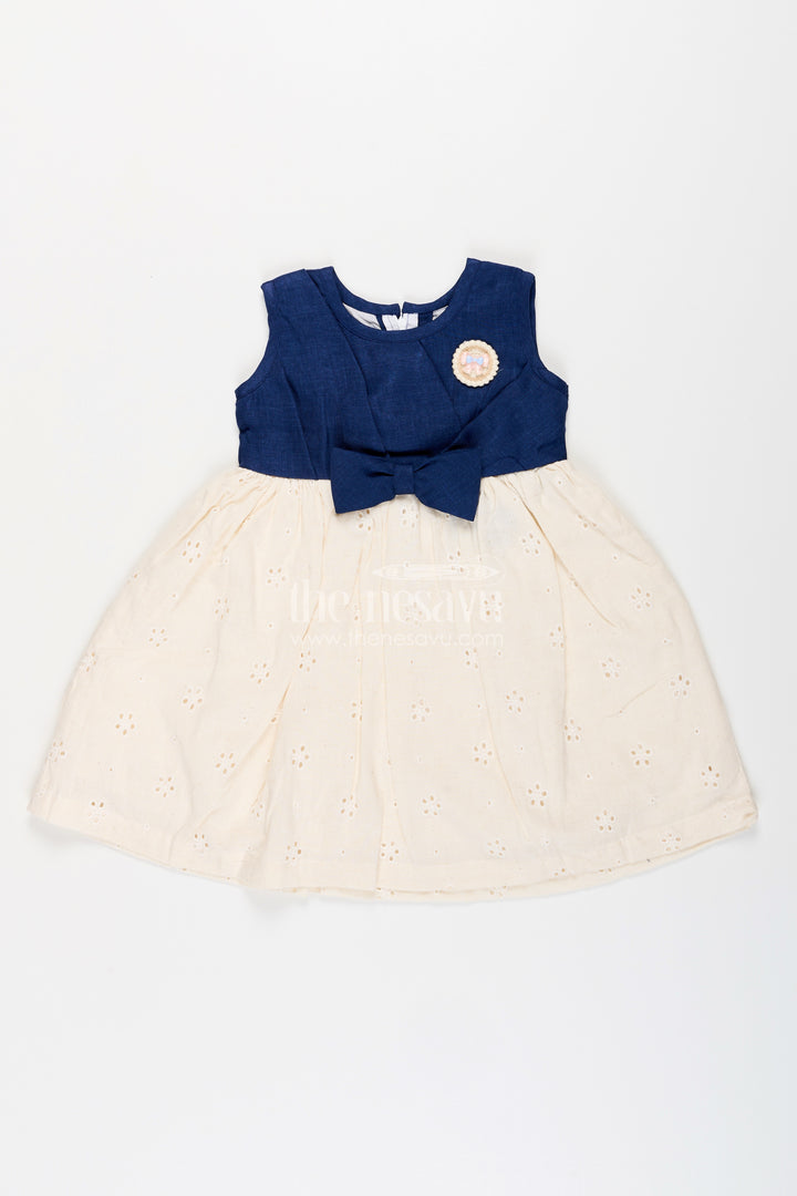 Baby girl sleeveless cotton frock with hakoba embroidery for daily wear