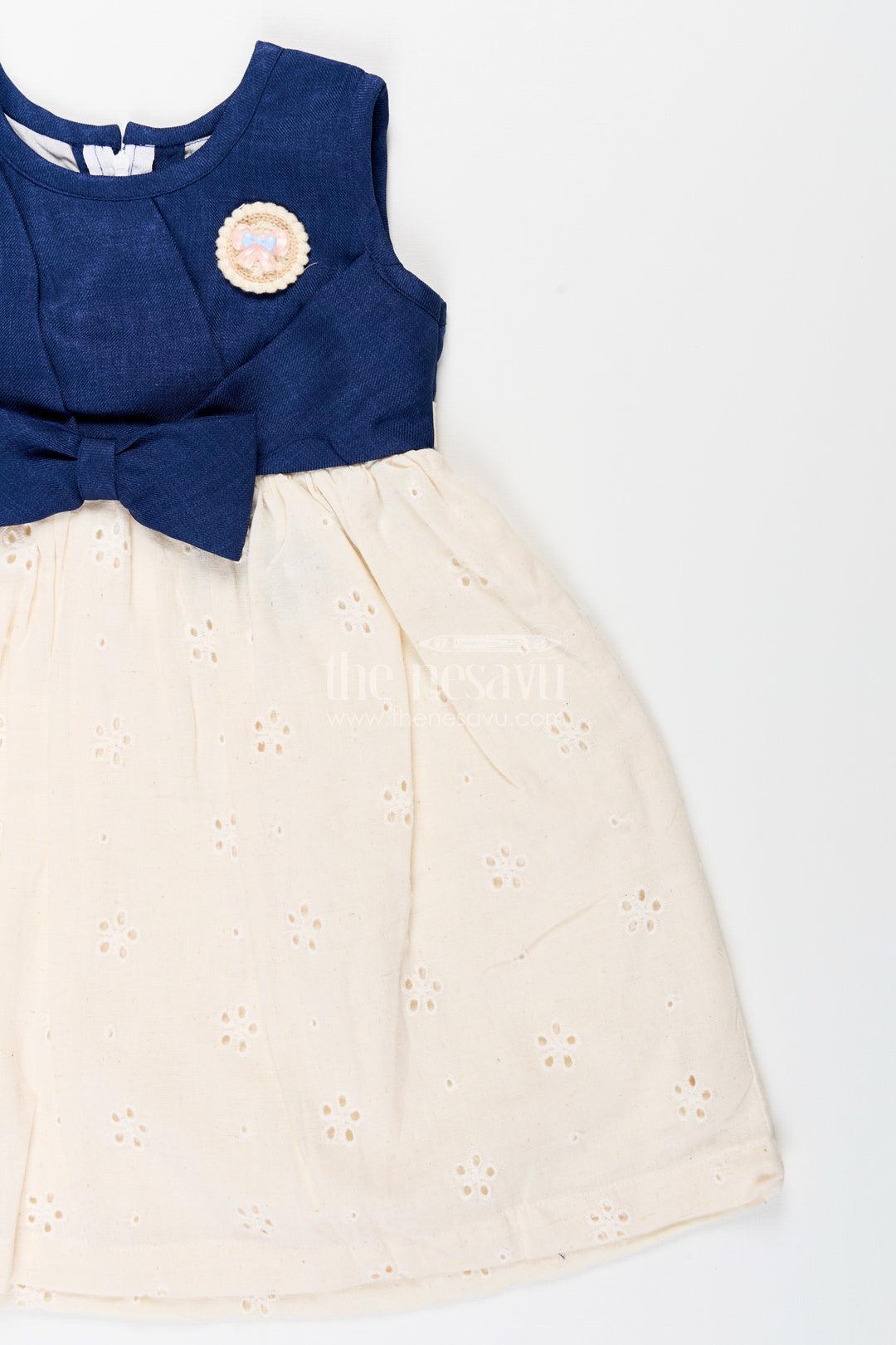 Baby girl sleeveless cotton frock with hakoba embroidery for daily wear
