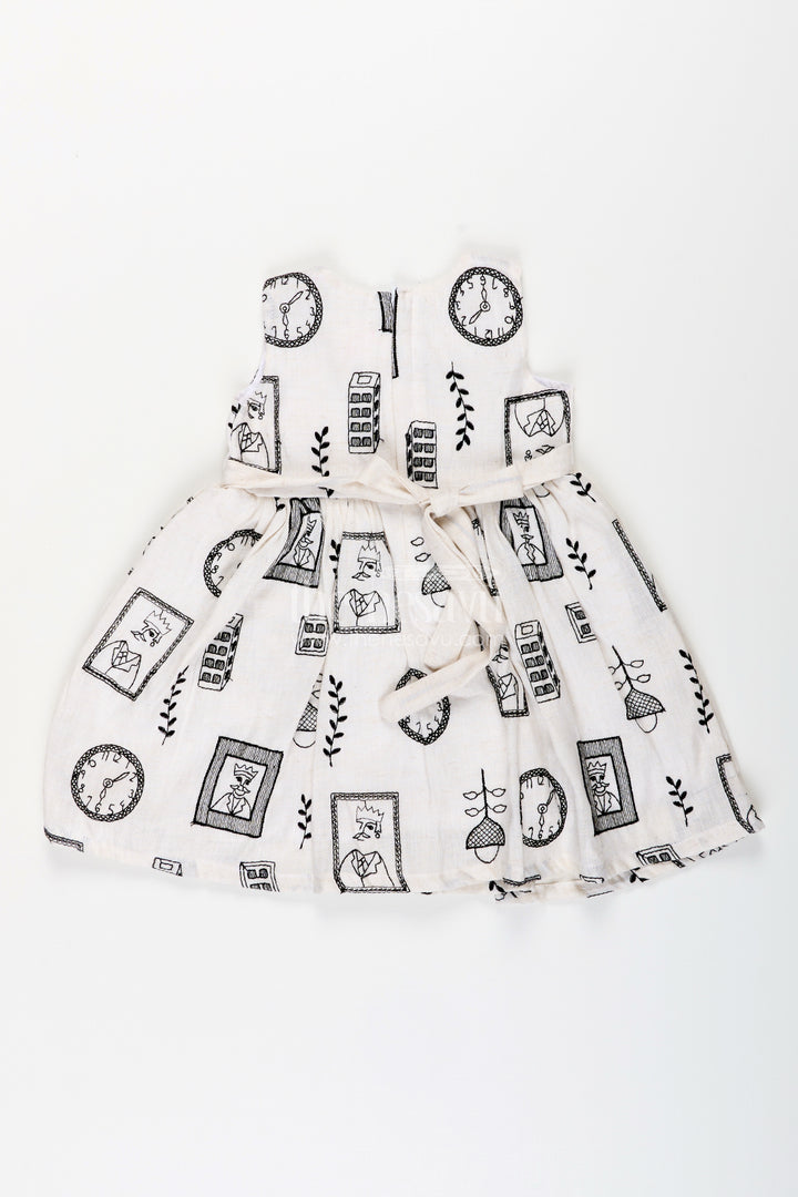 Girls cotton frock with thread embroidery and collar for everyday use