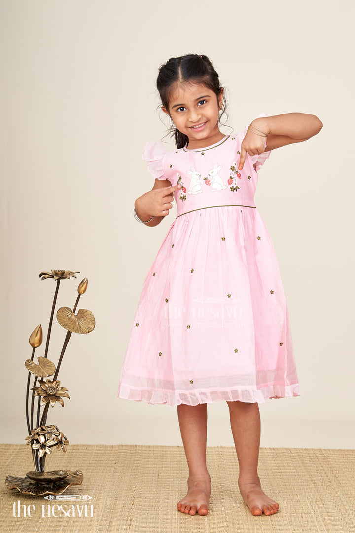 Baby girl chanderi frock for birthday and ethnic celebrations