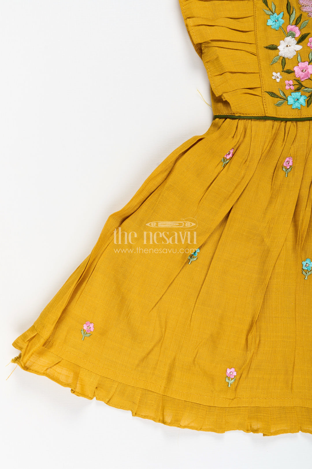 Baby girl festive frock with bird embroidery for functions and parties