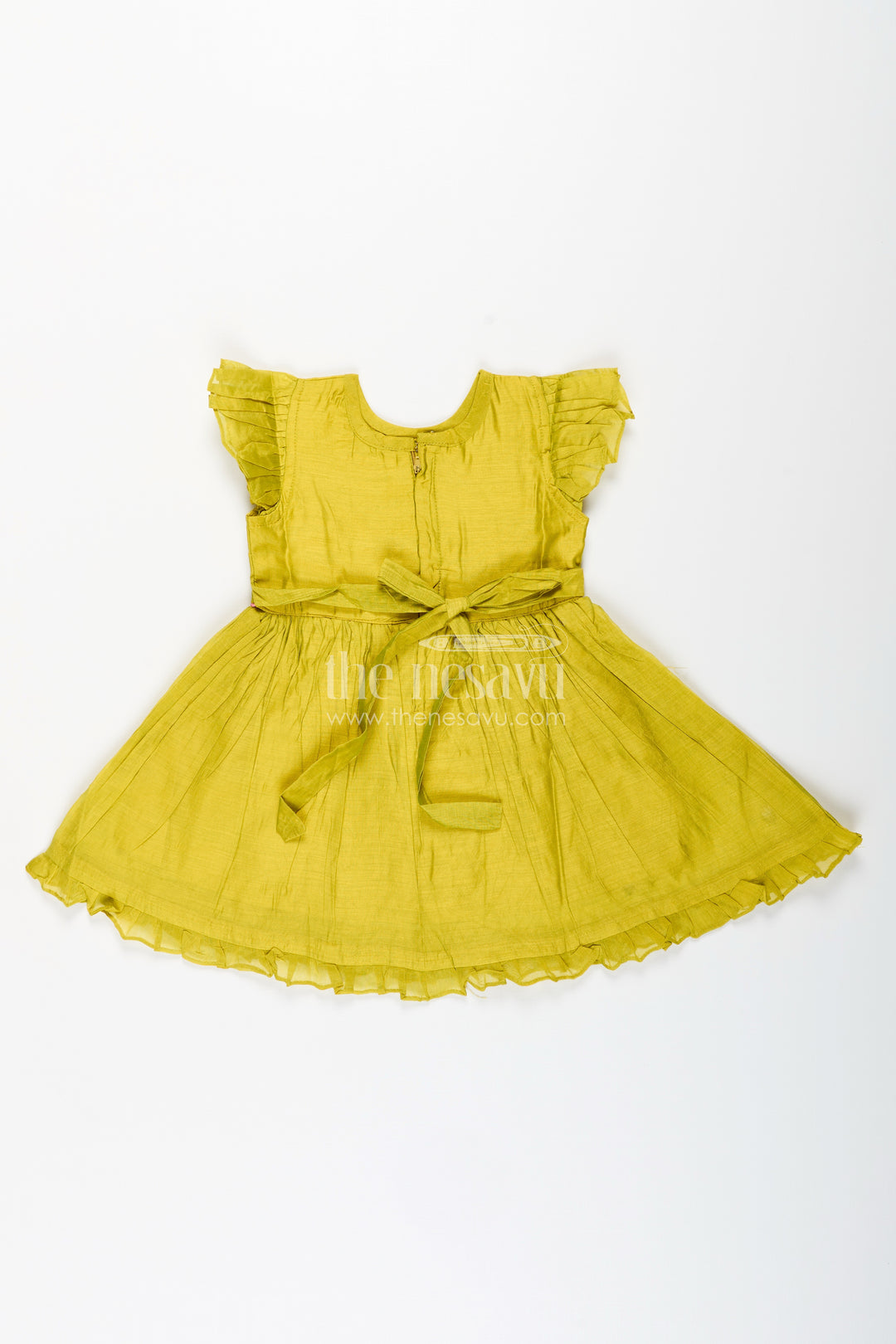Baby girl chanderi frock with floral embroidery for festivals and outings