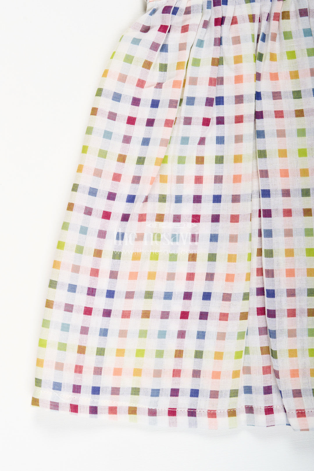 Muslin checked frock for toddler girls with pastel colors