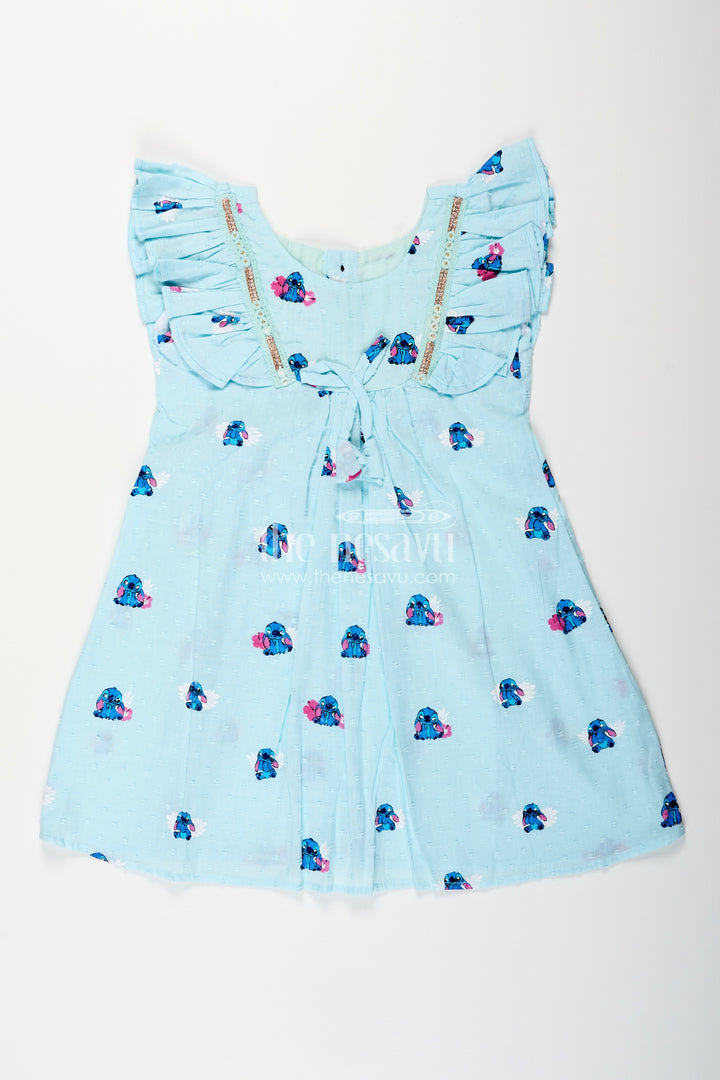 Georgette frock for baby girls with elephant print and bow detail