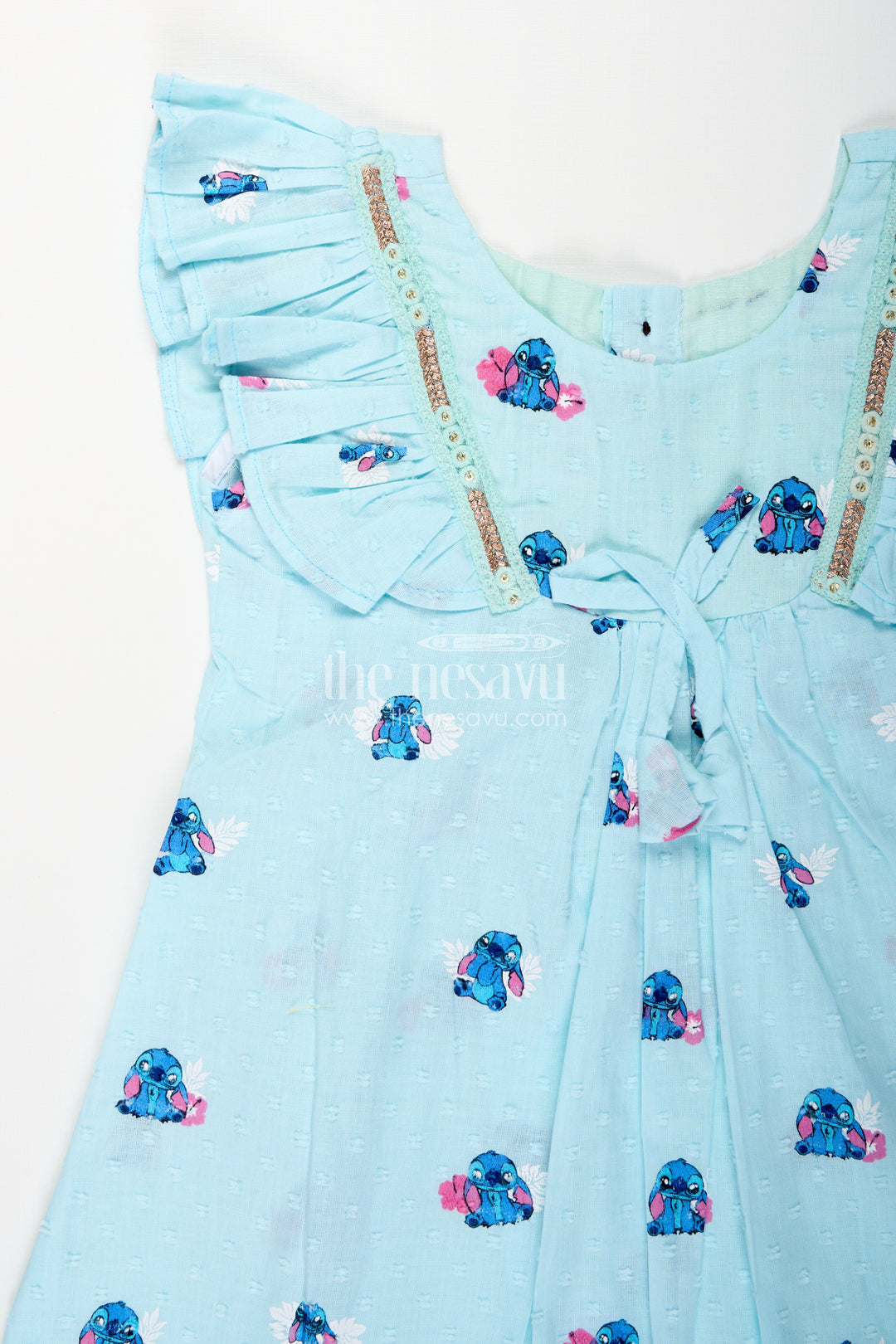 Georgette frock for baby girls with elephant print and bow detail