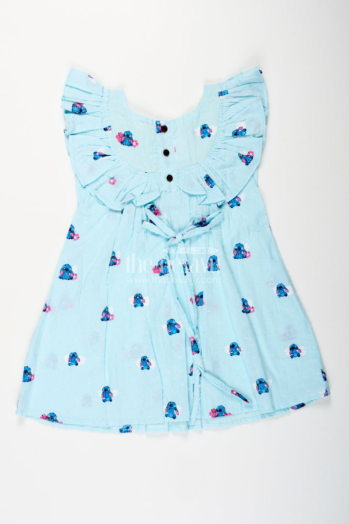 Georgette frock for baby girls with elephant print and bow detail