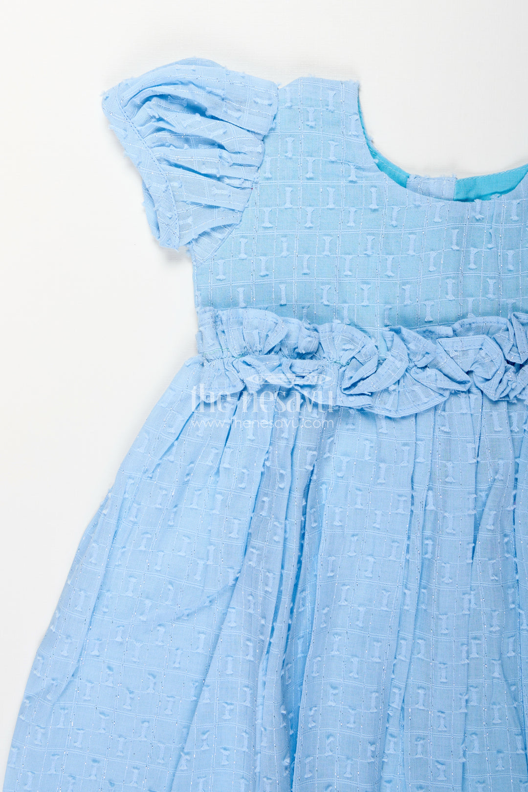 Georgette frock for toddler girls with ruffle sleeves