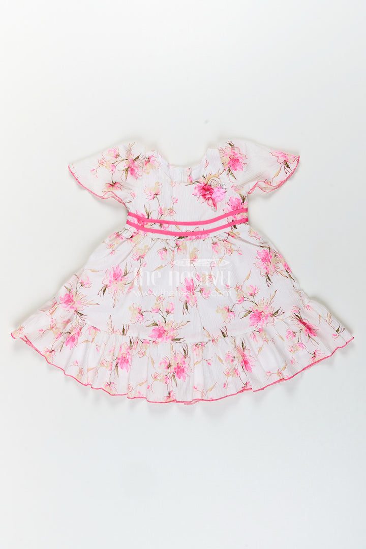 Baby girl cotton frock with pink floral print for casual wear