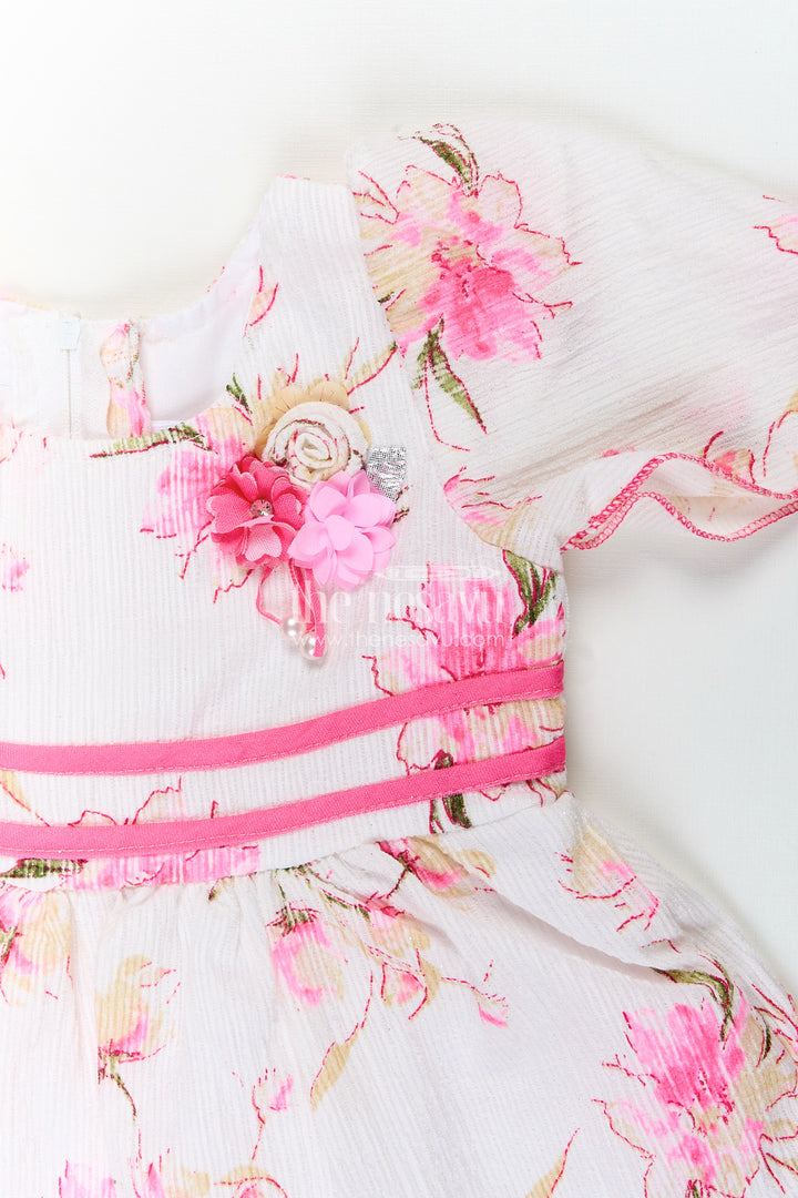 Baby girl cotton frock with pink floral print for casual wear