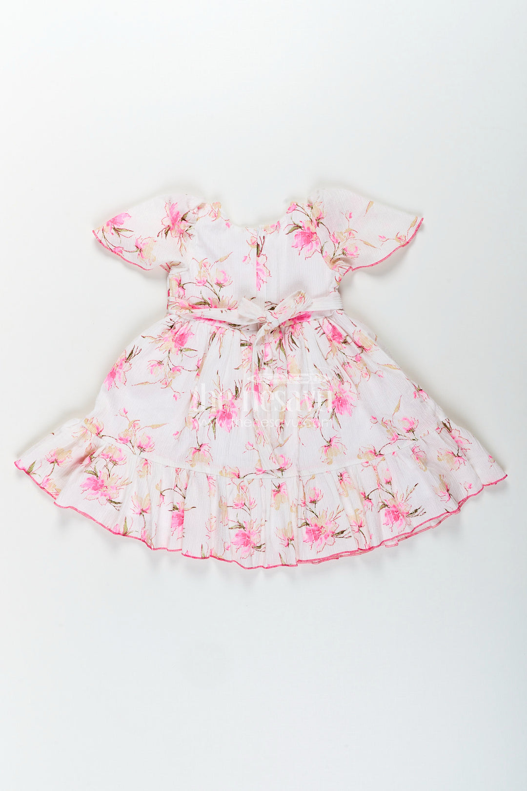 Baby girl cotton frock with pink floral print for casual wear