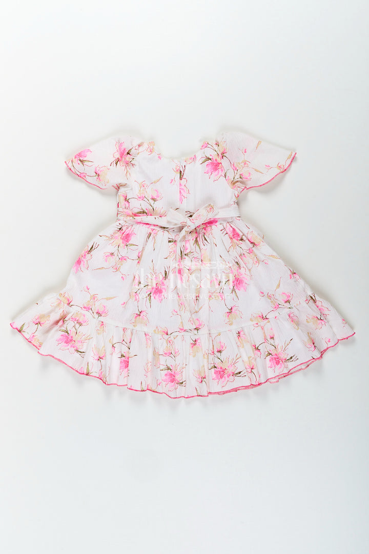 Baby girl cotton frock with pink floral print for casual wear