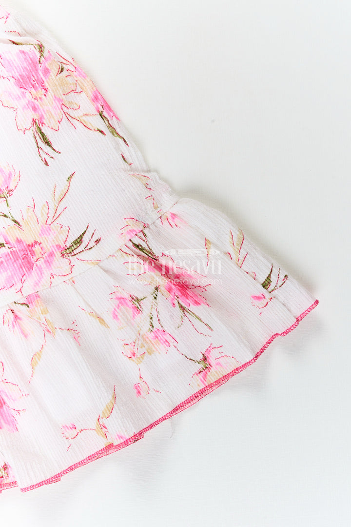 Baby girl cotton frock with pink floral print for casual wear