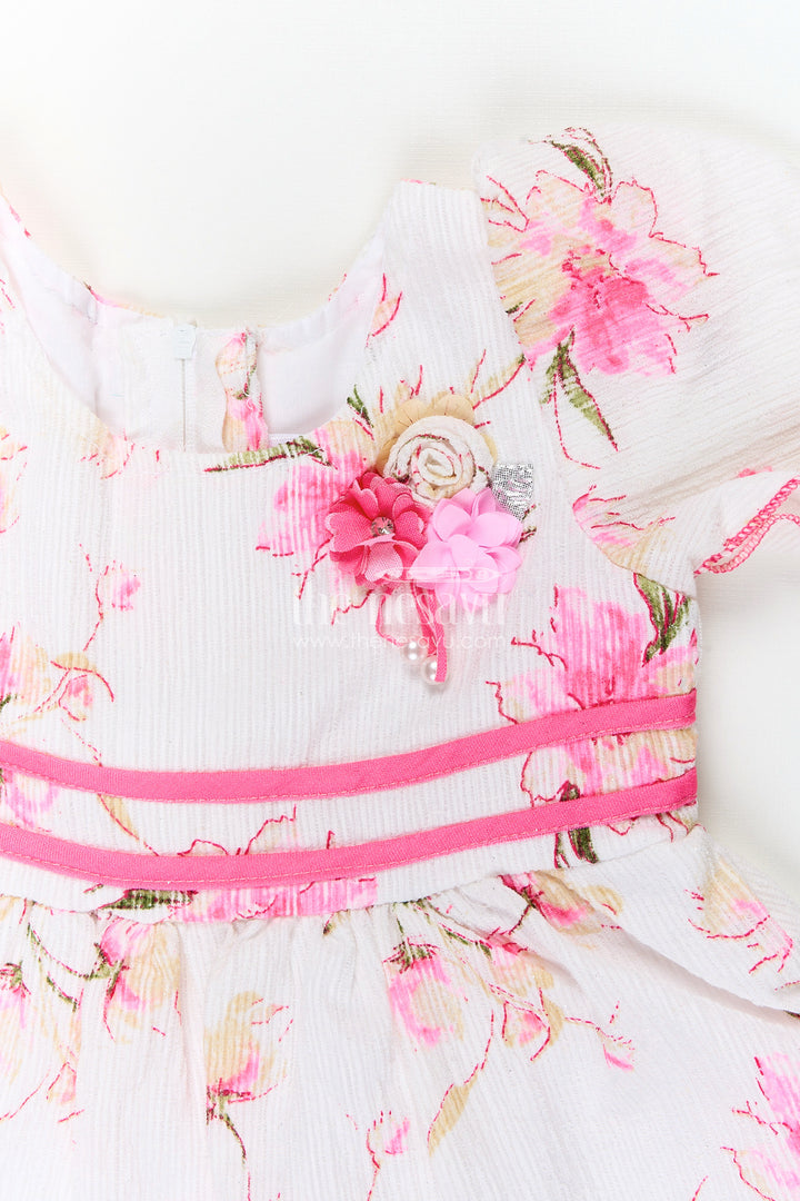 Baby girl cotton frock with pink floral print for casual wear
