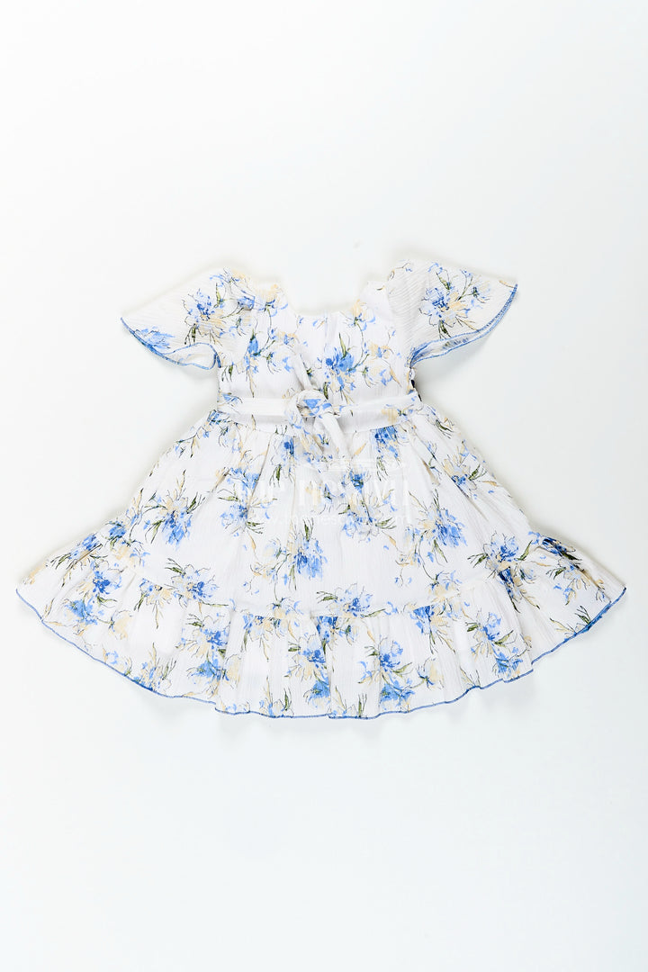 Baby girl cotton frock with blue floral print for summer outings